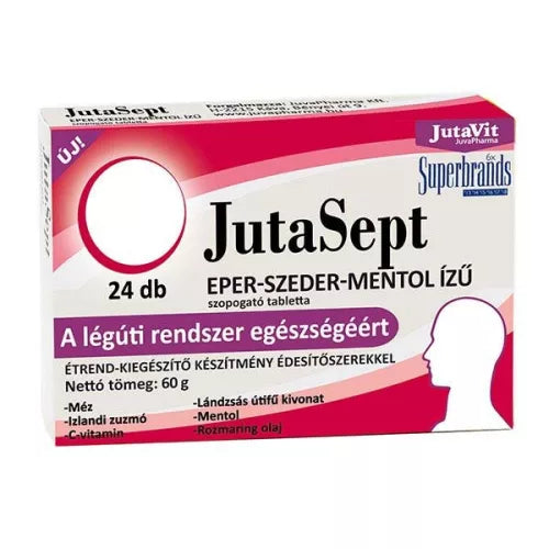 JUTASEPT CU GUST DE CAPSUNI MURE MENTOL  24 COMPRIMANTE (TERMEN SCURT)