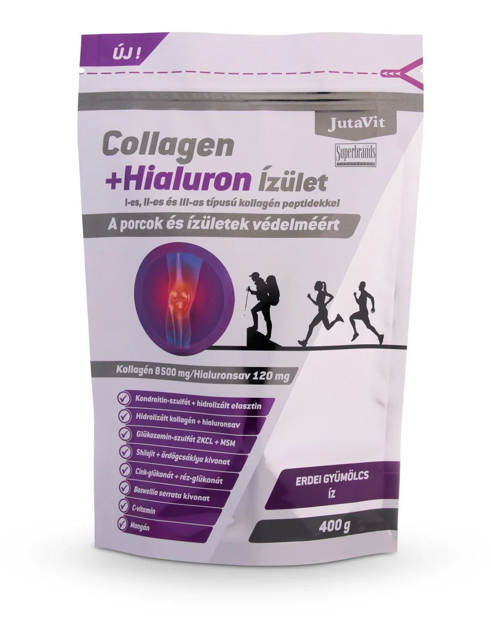 JUTAVIT Colagen+ Hialuron Articulații Cu peptide de colagen tip I, II și III CU GUST DE FRUCTE DE PĂDURE 400 g Default Title