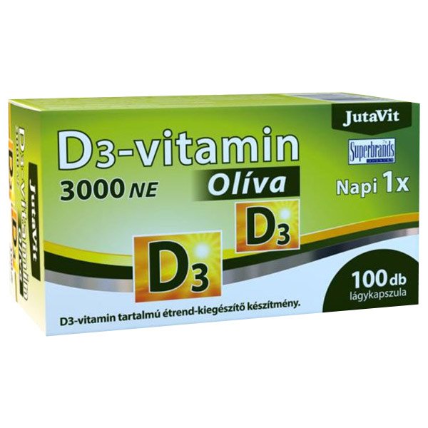 Vitamina D3 3000 NE JutaVit Vitamina D3 și ulei de măsline 100 capsule Default Title